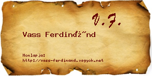 Vass Ferdinánd névjegykártya